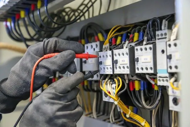 Técnico midiendo un tablero eléctrico con un multímetro