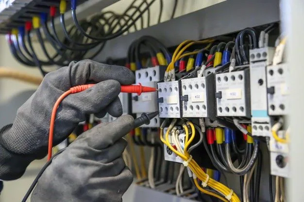 Técnico midiendo un tablero eléctrico con un multímetro